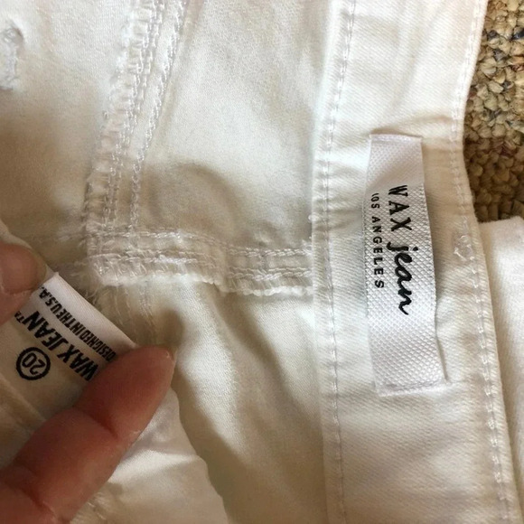 Wax Jeans Mid Rise Distressed skinny white women Plus Size 20 Pockets - Picture 7 of 12